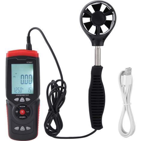 GT8907 Anémomètre Numérique Précis USB Multifonction, Testeur de Vitesse du Vent, Température et Débit d'Air (1/5)