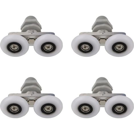Serbia – Roulettes doubles pour porte de douche 19mm – Alliage aluminium et ABS – Épaisseur verre 4 à 6mm – Lot de 4 rouleaux de rechange (1/4)