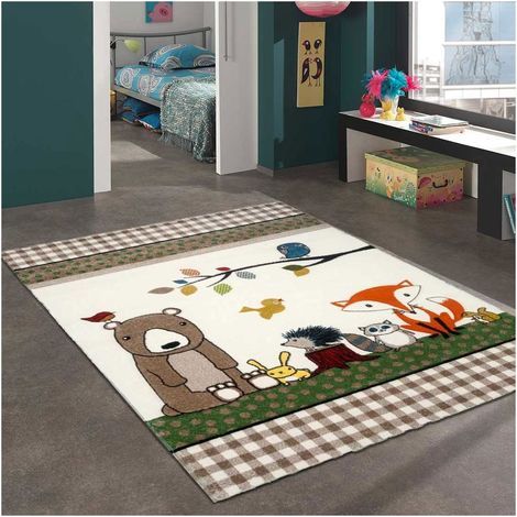 Tapis enfant tissé 120x170 beige rectangle LYN8 PHOTO DE FORET (1/5)