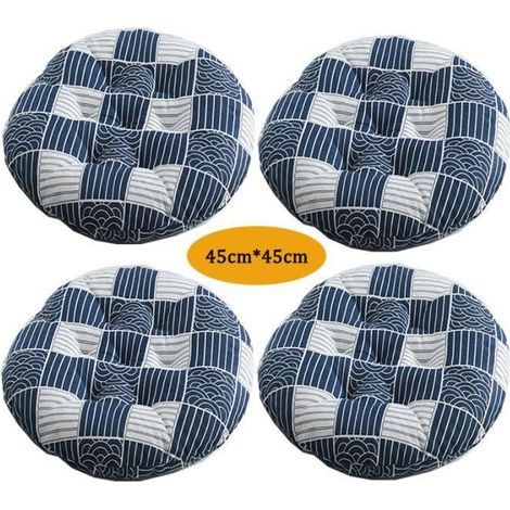 Lot de 4 Coussin de Chaise Coussins de Siège, Ronde Tatami Respirant Schéma Coussins de Chaise Galette de Chaise, 4545cm,Style G (1/4)