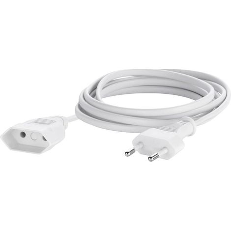 Sygonix SY-5042680 alimentation Rallonge blanc 5.00 m H03VVH2-F 2X 0,75 mm²