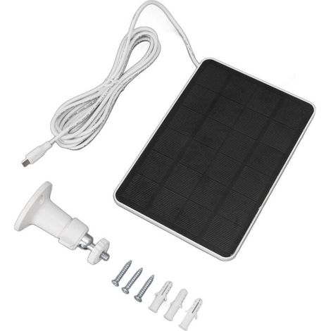 Trywise Panneau solaire 4W 5V pour caméra de sécurité extérieure sans fil, panneau de charge solaire étanche IP65 avec support réglable blanc (1/4)