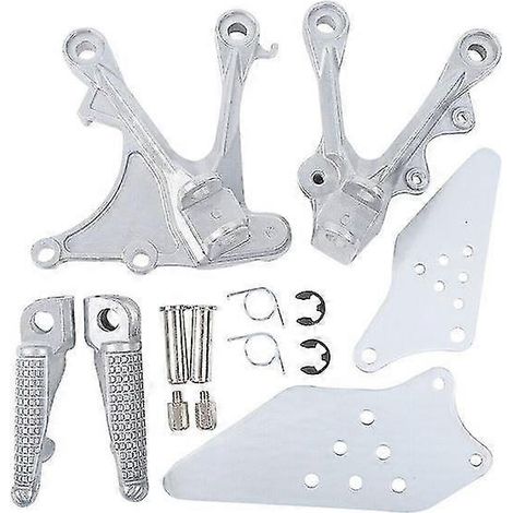 Motorrad-Fußrasten-Set für den Fahrer vorne, passend für Kawasaki ZX636 (2005–2006) und ZX6R (2005–2008) – Silber (1/5)