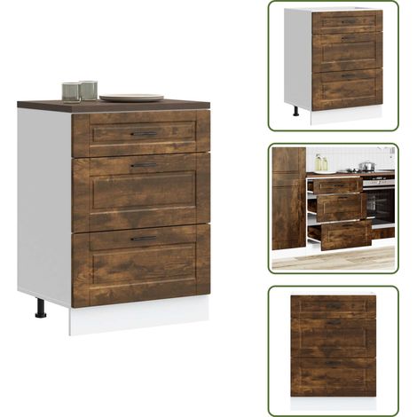 The Living Store Küchenunterschrank Porto Räuchereiche Holzwerkstoff - Holzwerkstoff (1/5)