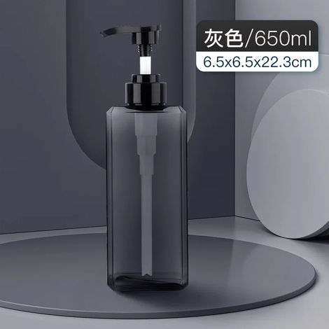 (Gris 650 ml - 1 pièce) Nouveau distributeur de savon vide pour salle de bain, flacon à pompe en PETG, pour shampoing, gel douche ou après-shampoing, 250/450/650 ml (1/5)
