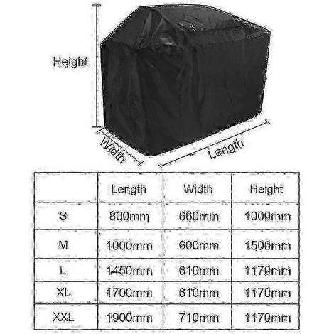 Housse pour barbecue extérieur imperméable et anti-poussière en tissu Oxford résistant plusieurs tailles - S - 80 x 66 x 100 cm - noir (1/4)