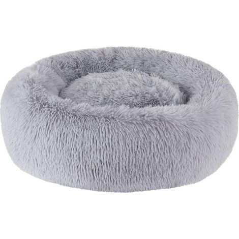 Lit Moelleux Rond Panier pour Chats et Chien, Extra Large Lavable Coussin, Panier Chien Donut, Confortable Lavable Lit pour Animaux, (80cm Gris Clair)