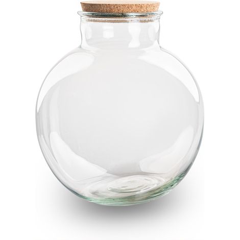 Bouteille Terrarium en Verre Recyclé avec Bouchon en Liège Ø 30 x 31 cm - 11 L - PANGIVO (1/2)
