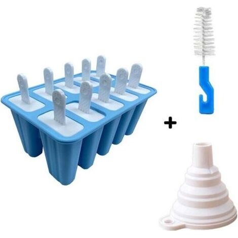 PA Eiscremeformen, 12er-Set Silikon-Eiscremeformen, leicht zu entformen (12 Mulden, Blau) (1/4)