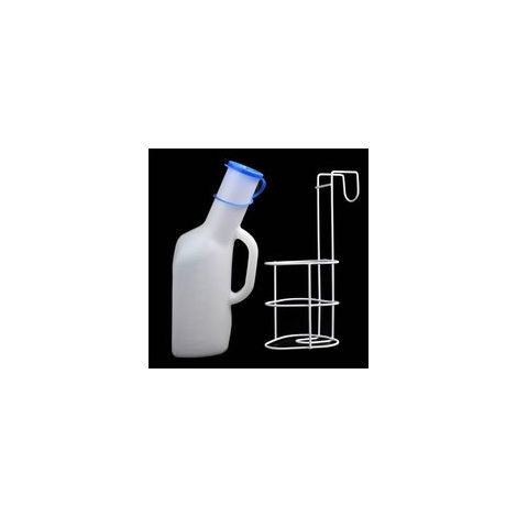 Urinoir portable pour homme de 1000 ml avec couvercle et support pour camping, hôpital et personnes âgées (1/5)