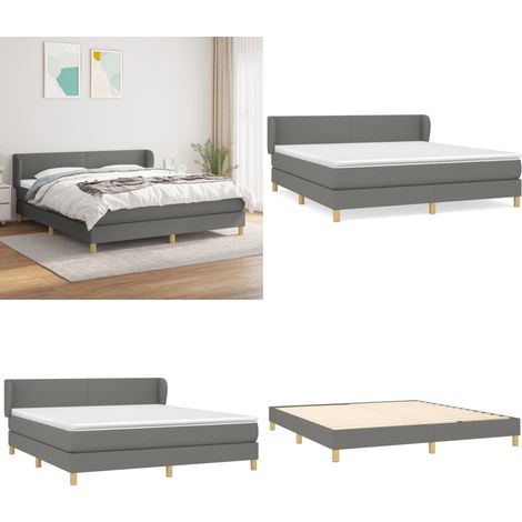 Boxspringbett mit Matratze Dunkelgrau 160x200 cm Stoff - Boxspringbett - Doppelbett - Bettenrahmen - Matratze - Matratzenauflage - Home & Living (1/5)