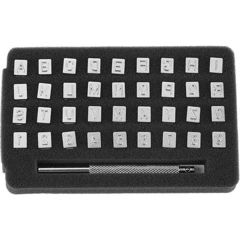 Set mit 36 Stahlstempeln für Buchstaben und Zahlen zum Lederbasteln, 6 mm (1/5)