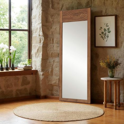 Miroir vertical en bois brun - motif tronc d'arbre HILO (1/5)