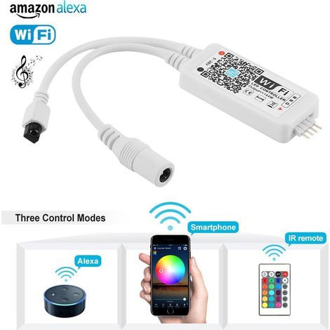 Amazon Alexa 24-Key Seven-Color RGB LED Strip Light Controller, Wi-Fi, 12-24