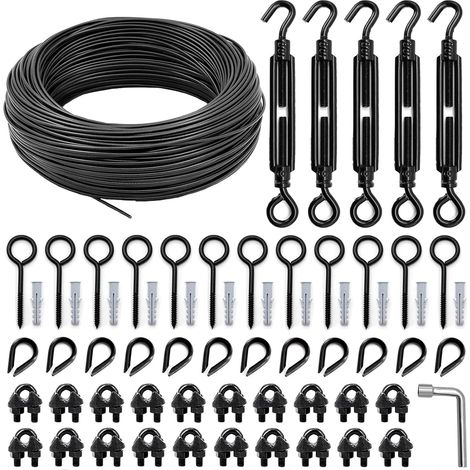 Outdoor Solar String Lights Hanging Kit All in Black (1/5)