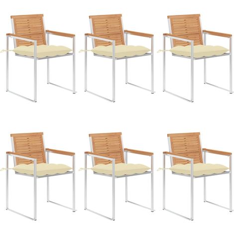 Gartenstühle 6 Stk. mit Kissen Massivholz Teak (1/5)