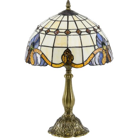 Stained Glass Table Lamp- Handmade Antique Bedside Lamp- Decorative Night Light for Bedroom- Living room- Home- Nightstand (1/5)