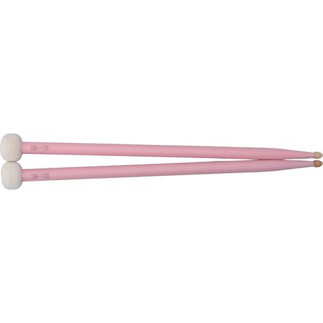 2-teiliges Schlagzeugschlägel-Set mit Filzkopf, Holzgriff und rutschfester Oberfläche, pink (1/5)