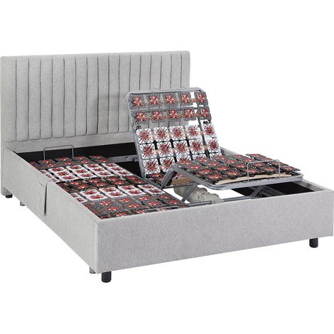 Rete relax elettrica deco 2 x 48 sospensioni- 2 x 70 x 190 cm Tessuto Grigio - NALU di DREAMEA