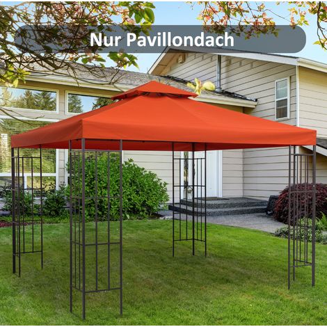 Tetto di ricambio per gazebo 300x300 cm, doppio tetto, poliestere idrorepellente rosso (1/5)
