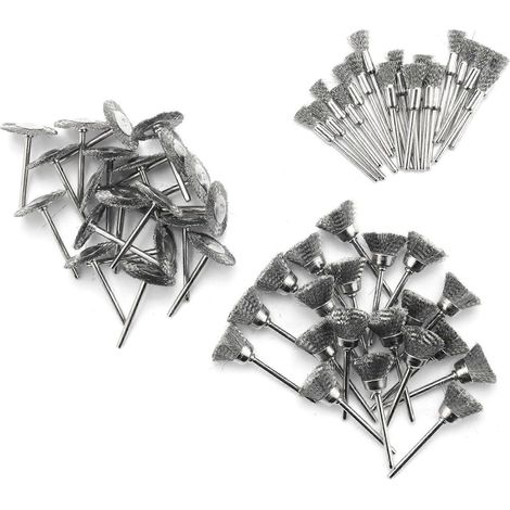 Steel Rotary Brush for 60Pcs 3mm Shank Wire Wheel Brush Mini Drill-- (1/5)