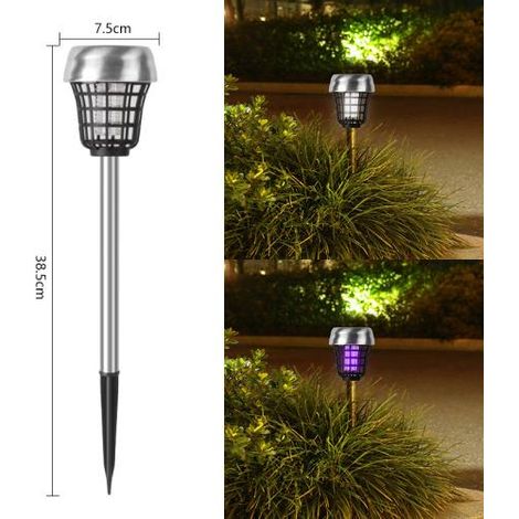 Lot de 4 lampes anti-moustiques extérieure (lumière solaires violette, acier inoxydable) 38,5 x 7,5 cm (1/4)