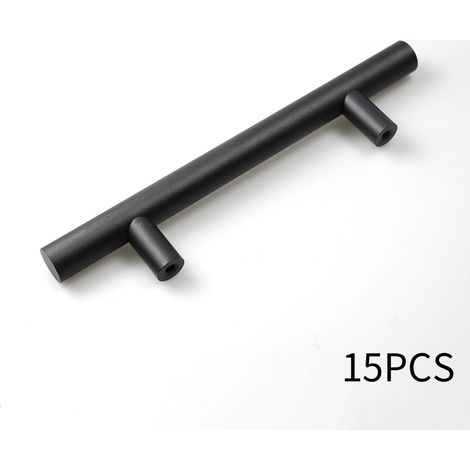 Poignée de Meuble Cuisine en Inox Poignet Porte et Armoire 15 UNITÉS 160MM Acier Noir (1/5)