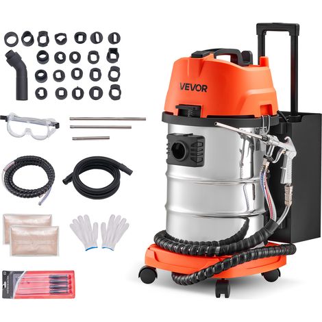 VEVOR Máquina de Chorro de Arena de Nuez 1600 W Tanque de 30 L, Máquina de Limpieza de Válvulas y Colectores de Admisión, con 2,5 kg de Cáscara de Nuez y 23 Adaptadores para Motores de Automóviles (1/5)