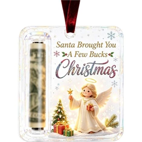 Porte-billets de Noël en acrylique, ornement suspendu, pendentif pour billets enroulables, décoration de calendrier de l'Avent. (1/5)