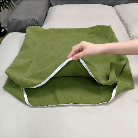 Housse de Coussin Lavable Vert Olive avec Fermeture Éclair 60 × 50 × 15 cm, 1 Pièce pour Canapé Salon Chambre, Garniture Non Incluse (1/5)