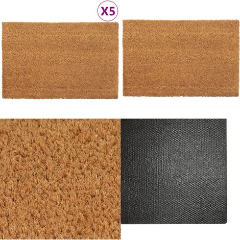 Tapis de porte 5 pcs naturel 40x60 cm fibre de coco touffeté - Tapis D'entrée - Paillasson Coco - Tapis Exterieur - Tapis Interieur - Antidérapant - Home & Living