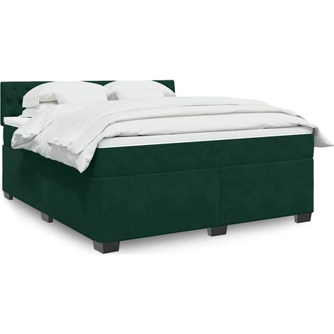 Boxspringbett mit Matratze Dunkelgrün 180x200 cm Samt (1/5)