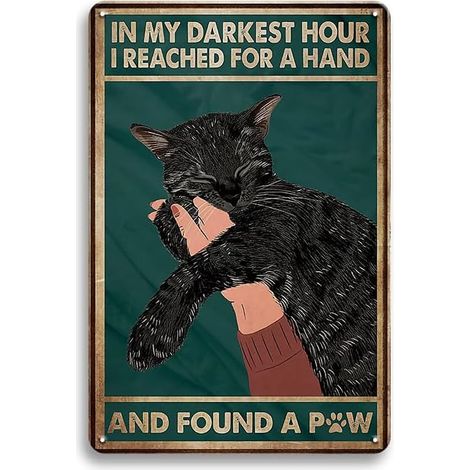 Plaques de Fer Métalliques à Chat Noir Vintagées, Affiche Métallique de Décoration Murale pour Décoration de Maison, Chambre à Coucher, Intérieur&Extérieur, Femmes, Filles (1/5)