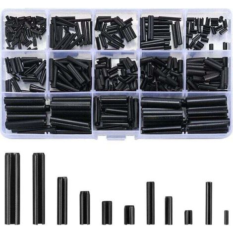 390Pièces Assortiment de Goupilles élastiques, Goupilles élastiques de Sûreté en Acier au Manganèse - M1.5/M2/M2.5/M3/M4/M5/M6,de (1/4)
