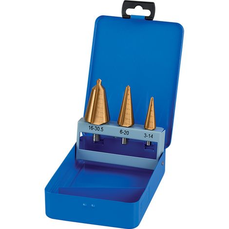 Satz mit 3 konischen Lochaufweitwerkzeugen 3ÔÇô30.5mm Schaft Fervi a014/03-30s