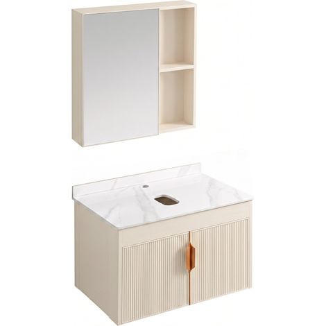 Ein Set Badezimmermöbel Mit Einer Waschtischplatte Rea Top Aa147 Modo 60Cm Beige