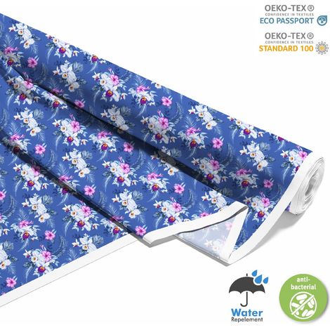 TESSUTI DECORATIVI PER ESTERNI OXFORD - Motivo bouquet su blu I DX327 (1/5)