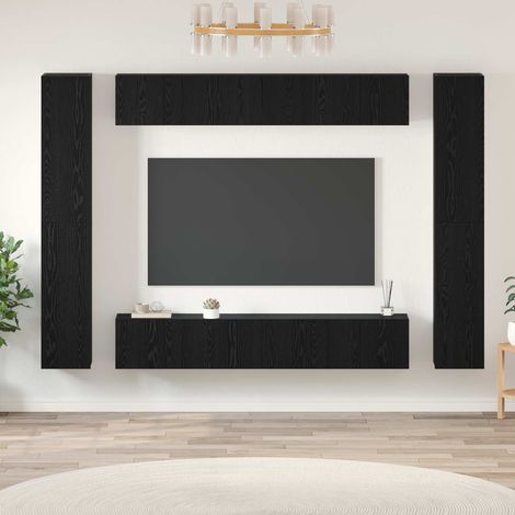TV-Schrankset 10 pcs Schwarz Eichen-Optik Holzwerkstoff