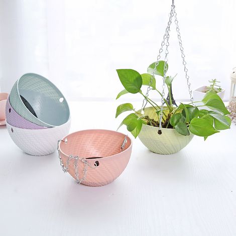 Pots de fleurs suspendus d'intérieur, jardinières suspendues, pots de décoration extérieure, lot de 3 petits pots (1/5)