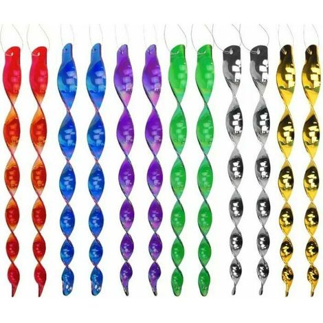 Bird Repeller, 12 Pcs Scarecrow Bird Deterrent Wind Reflective Wind Spiral Rotating Repeller for Scaring Birds, 6 Colors (30CM) (1/5)