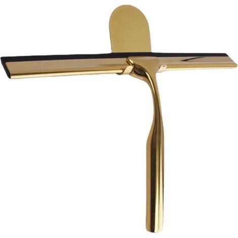 Raclette de douche en acier inoxydable doré, 25 cm, lame en silicone, pour verre de salle de bain (1/5)