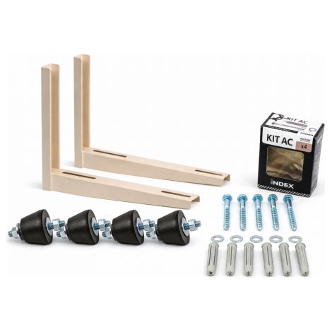 Kit instalación pared aire acondicionado con soporte de 560mm REFORZADO, bolsa fijación y amortiguadores