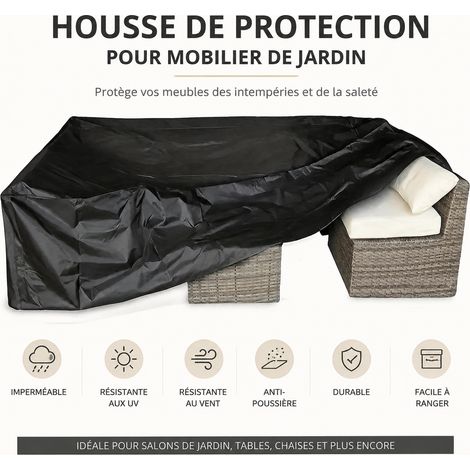 Housse de protection pour mobilier de jardin Oxford 210D noir 315 × 160 × 74 cm 315 160 74cm 124 34 × 30 × 5 cm 1,02 kg – Livraison gratuite (1/5)
