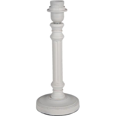 Pied de lampe en bois blanc socle pour luminaire style campagne rustique 13 x 32 cm - PANGIVO