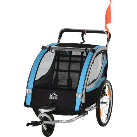 Kinderanhänger, Buggy, 5-Punkt-Gurt, Universalbefestigung, Stahl, blau, 142 x 75 x 101 cm