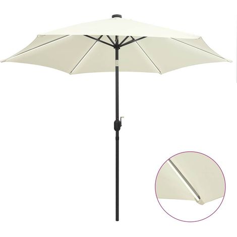 Parasol de jardin-Parasol de balcon et lumières LED mât en aluminium blanc sable 337951 (1/5)