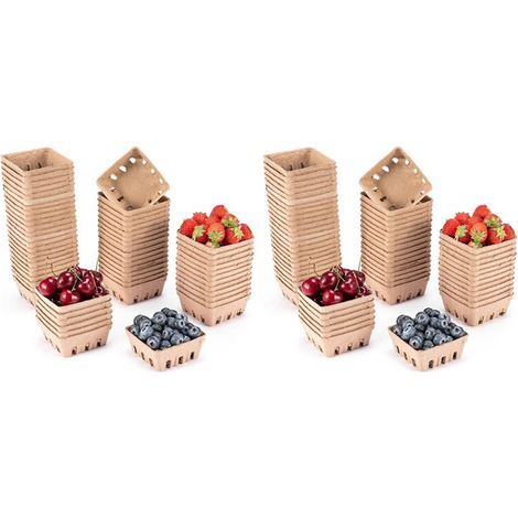 120 cestas de fibra de pulpa para bayas, para fresas, arándanos, frambuesas, uvas, cerezas, contenedores para cestas de frutas y verduras. (1/4)
