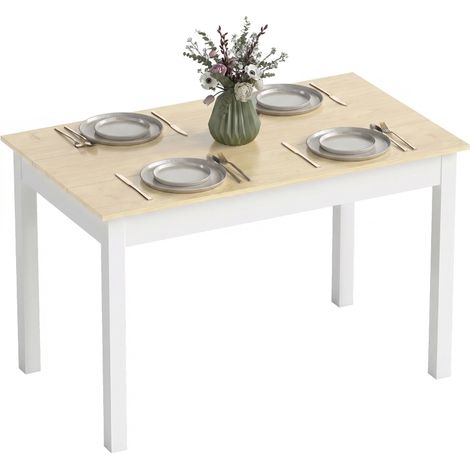 Table à manger moderne bicolore en bois pour 4-6 personnes dimensions 119x70x75 cm parfaite pour un intérieur élégant. (1/5)