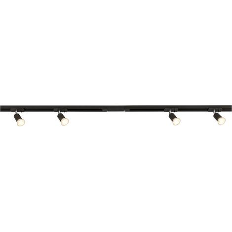 Briloner Sistema a Binario 230V 161x7,5 cm Kit Starter 4x GU10 fino a 9W Orientabile Girevole Espandibile Nero - Binario Illuminazione Soggiorno Camera Cucina