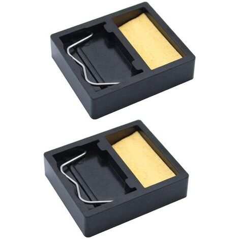 Mini Support de Fer à Souder Portable Rectangle Titulaire de Torche de Soudage Minuscule avec Éponge à Souder pour Nettoyer et Soutenir la Pointe de Fer à Souder 474012mm Noir 2Pcs (1/5)